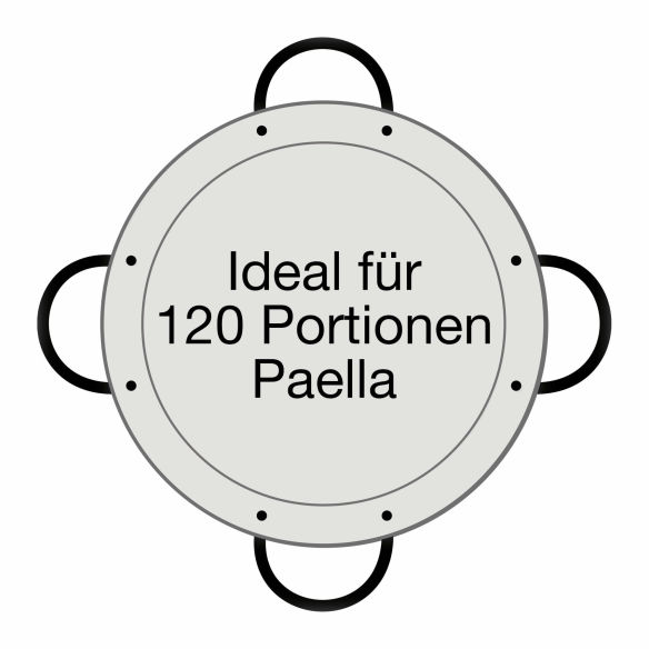 Paella-Pfanne Stahl poliert Ø 115 cm mit 4 Griffen