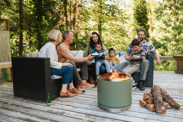 Solo Stove Edelstahl Feuerschale Bonfire mit Standfuß 2.0 Deep Olive Ø 49,5 cm inkl. Anzünder